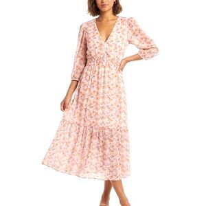 LILOU Dress Flowy Fit & Flare Beachy Maxi Vintage Floral Tier Women Size Medium